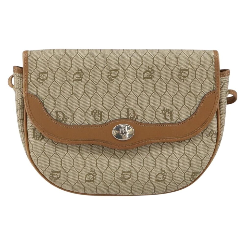 Christian Dior Vintage Honeycomb Canvas and Leather